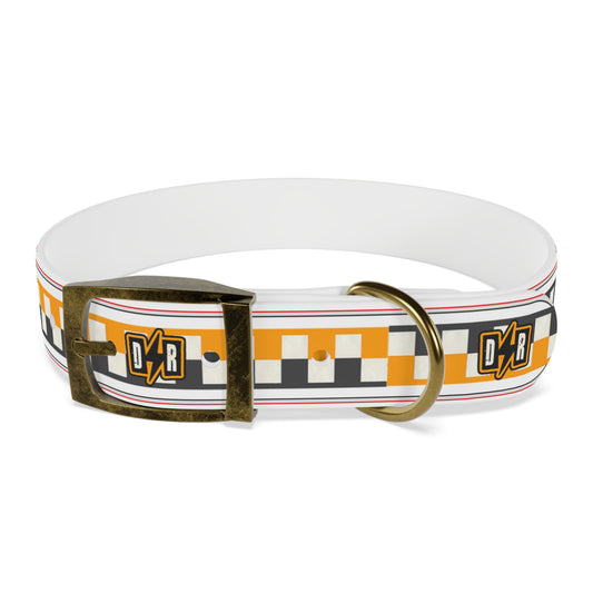 D⚡R Orange Checker Dog Collar