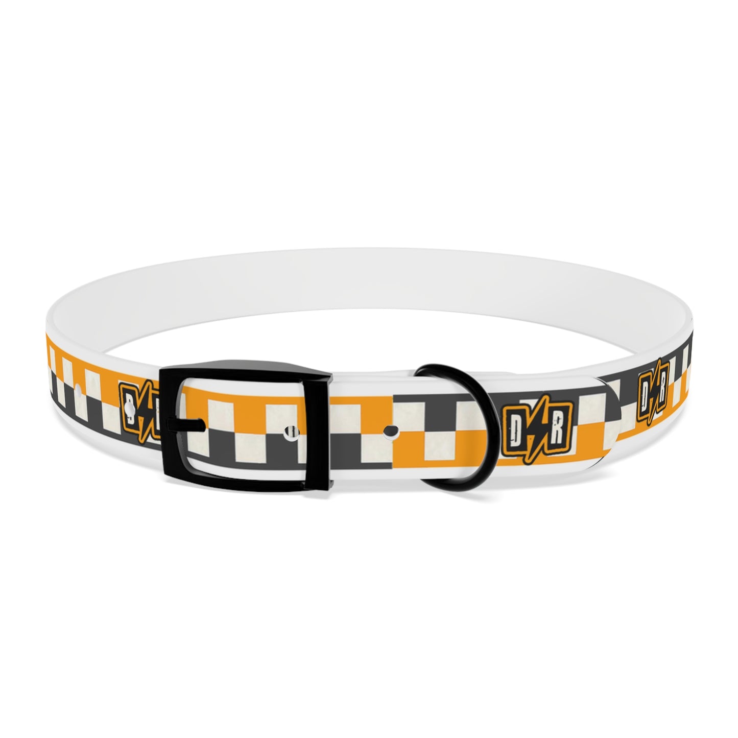 D⚡R Orange Checker Dog Collar