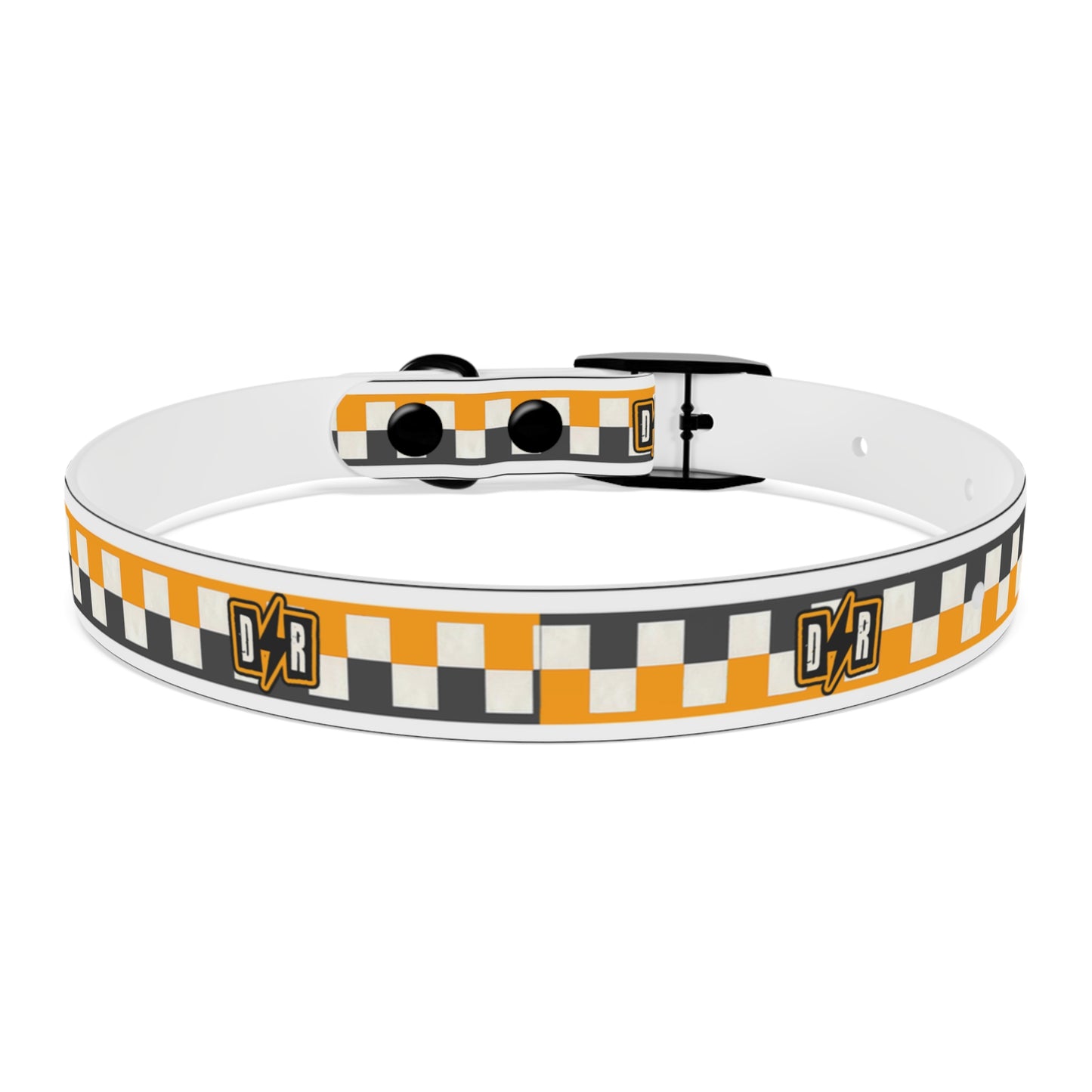 D⚡R Orange Checker Dog Collar