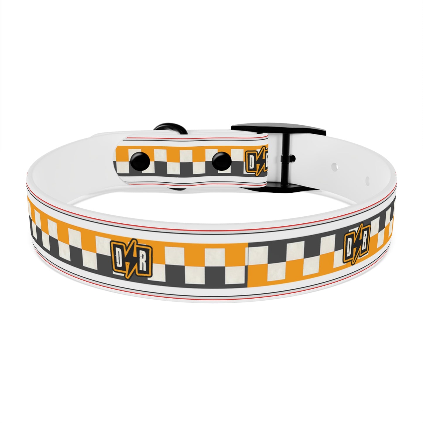 D⚡R Orange Checker Dog Collar