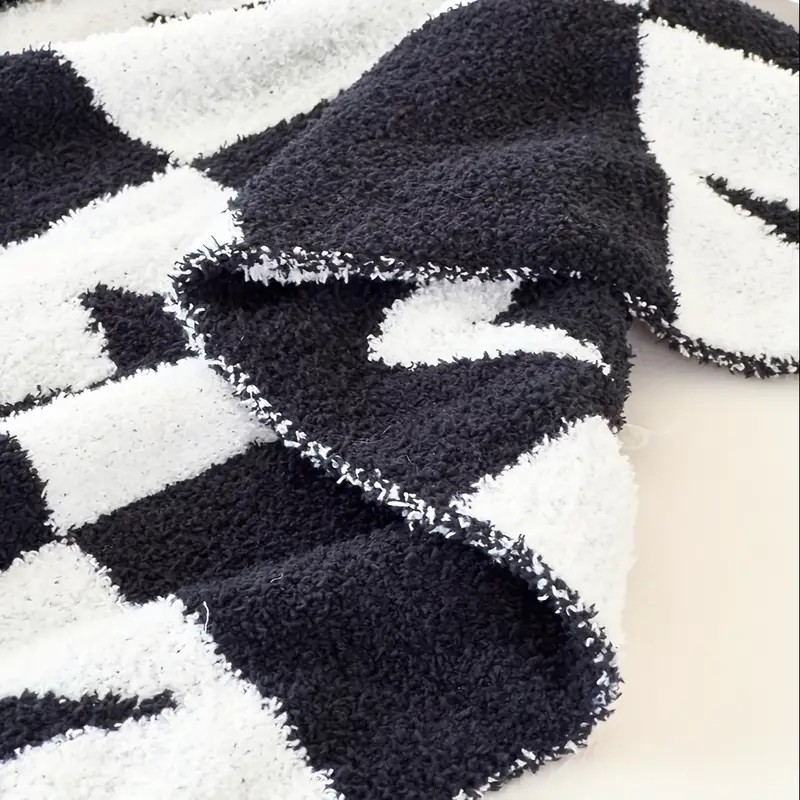 Checkered Lightning Bolt Knitted Throw Blanket