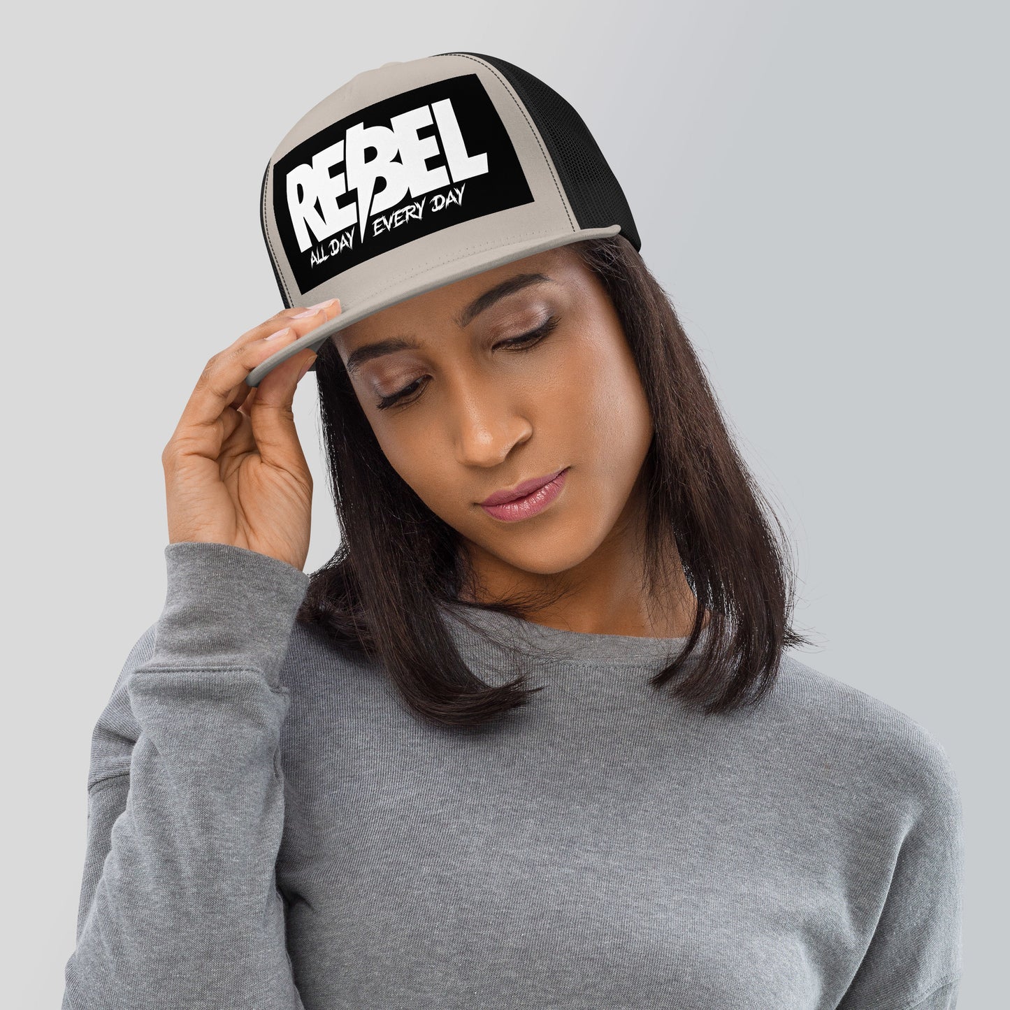 Rebel All Day Every Day Trucker Cap - Silver