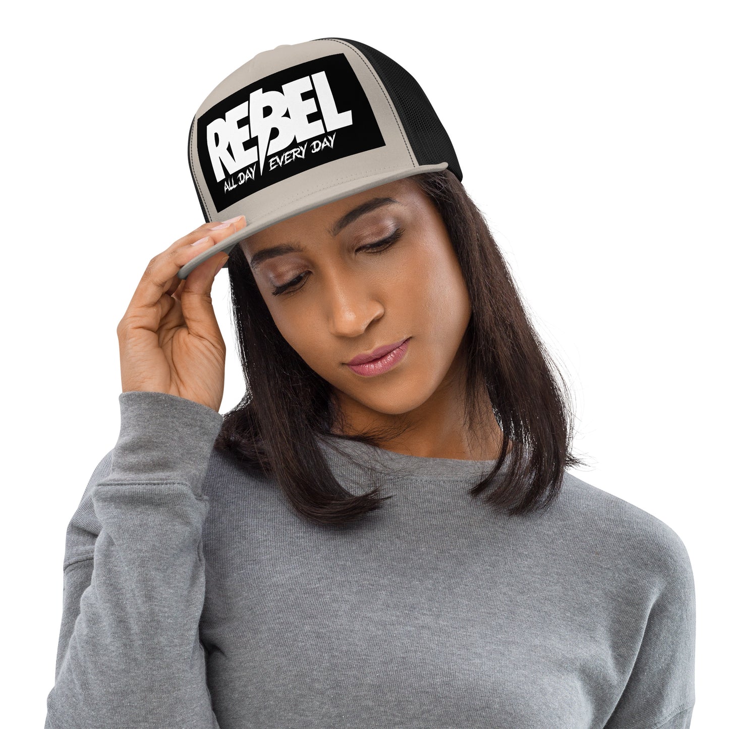 Rebel All Day Every Day Trucker Cap - Silver