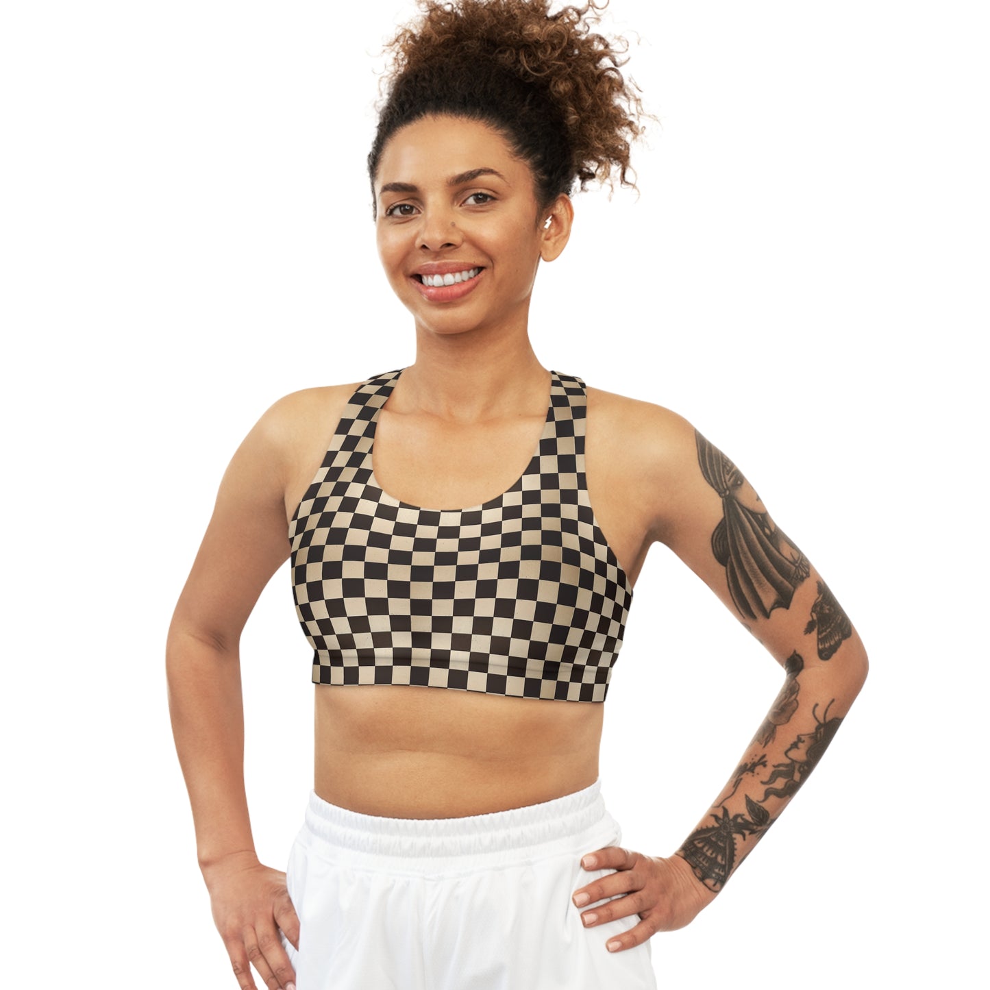 Checkered Grunge Sports Bra