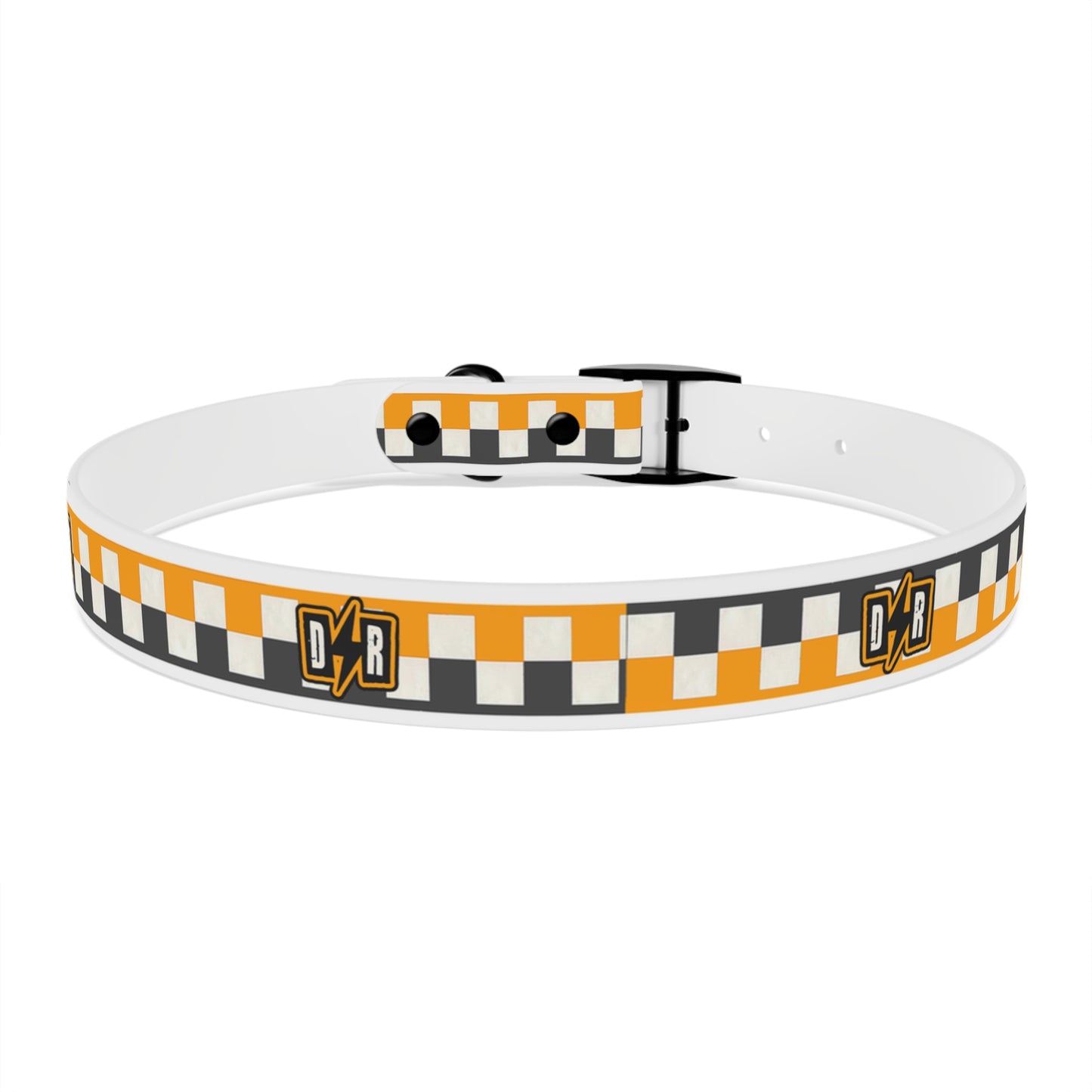 D⚡R Orange Checker Dog Collar