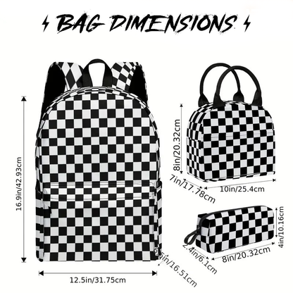 Checker Backpack, Lunch Bag & Pencil Bag