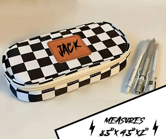 Personalized Checker Pencil Bag