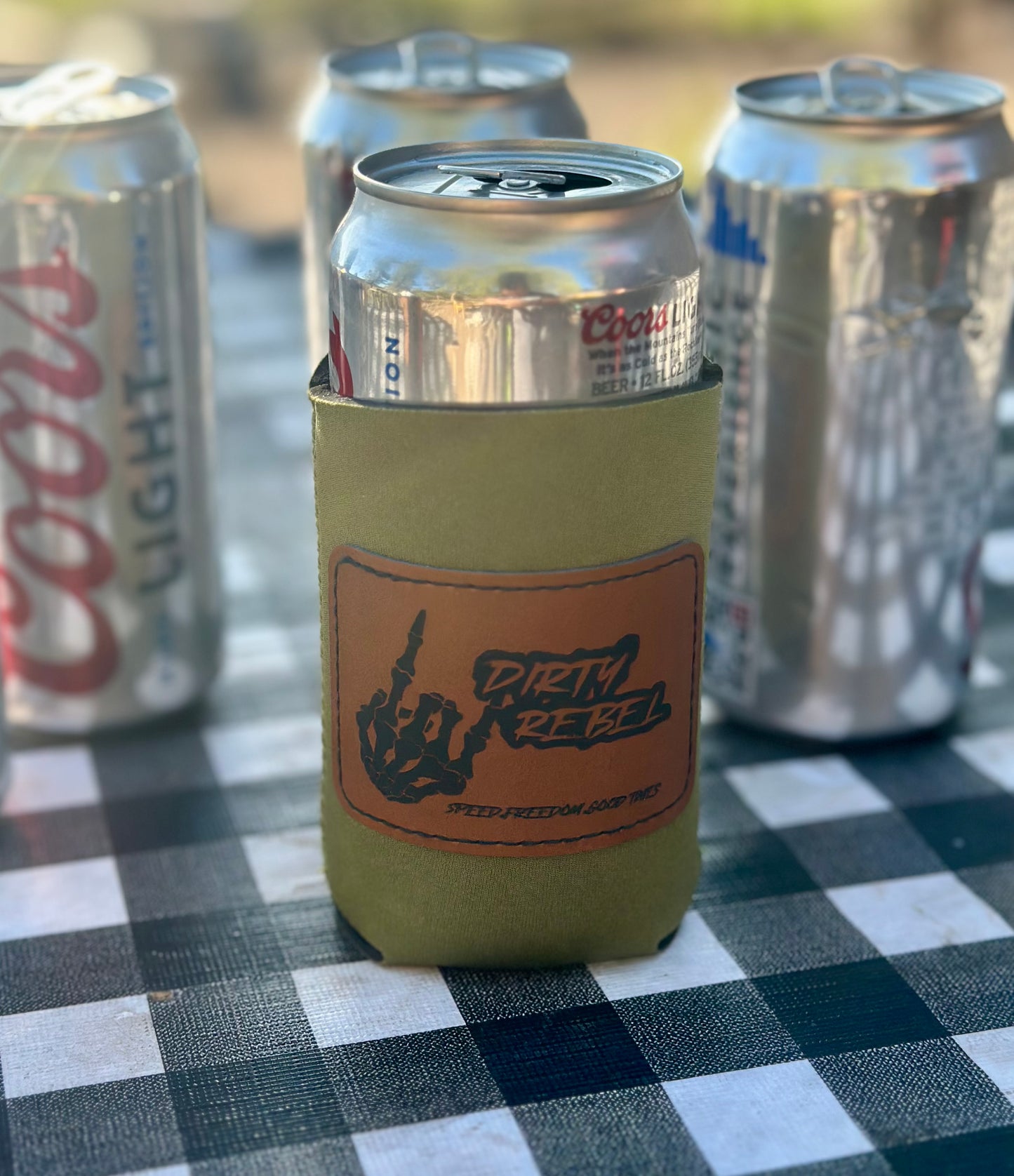 Dirty Rebel Logo Leather Koozie