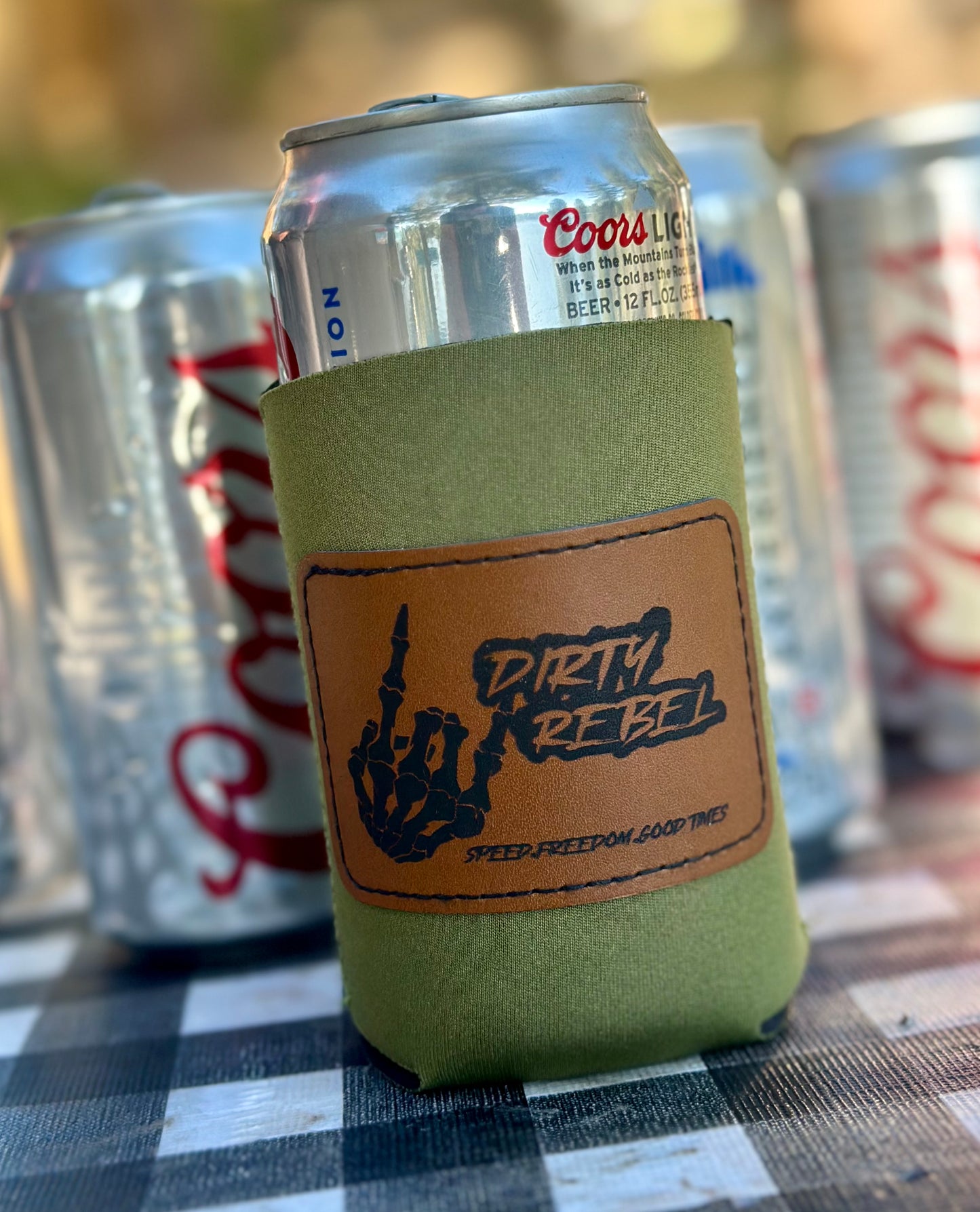 Dirty Rebel Logo Leather Koozie