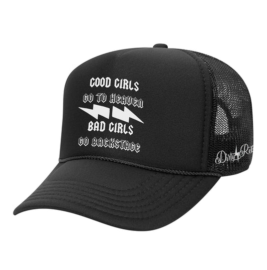 Bad Girls Go Backstage Trucker Hat - Black