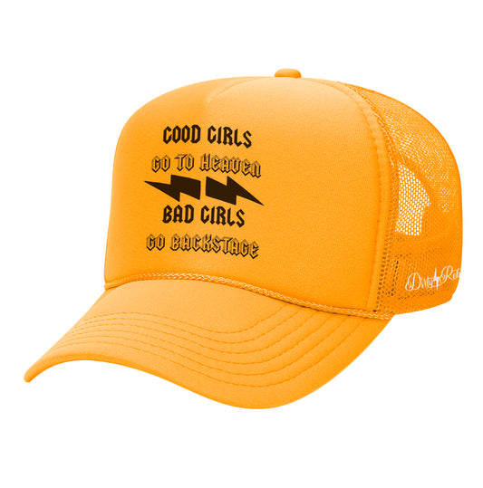 Bad Girls Go Backstage Trucker Hat - Gold