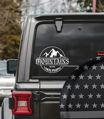 Mountains Because I Hate People Decal