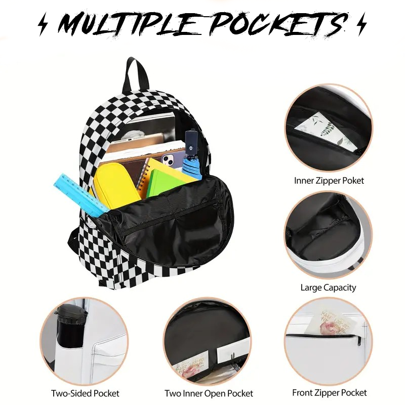 Personalized Checker Backpack, Lunch Bag & Pencil Bag Set