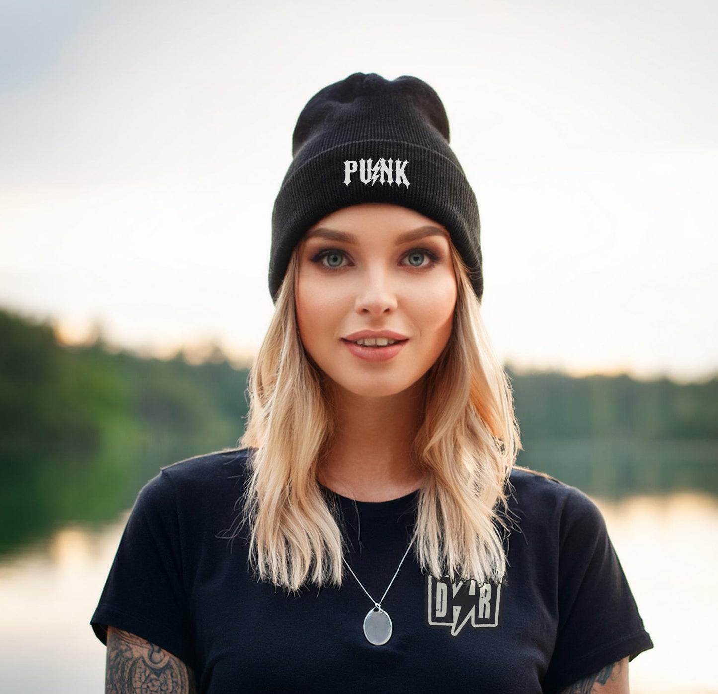 PUNK Cuffed Beanie - Black