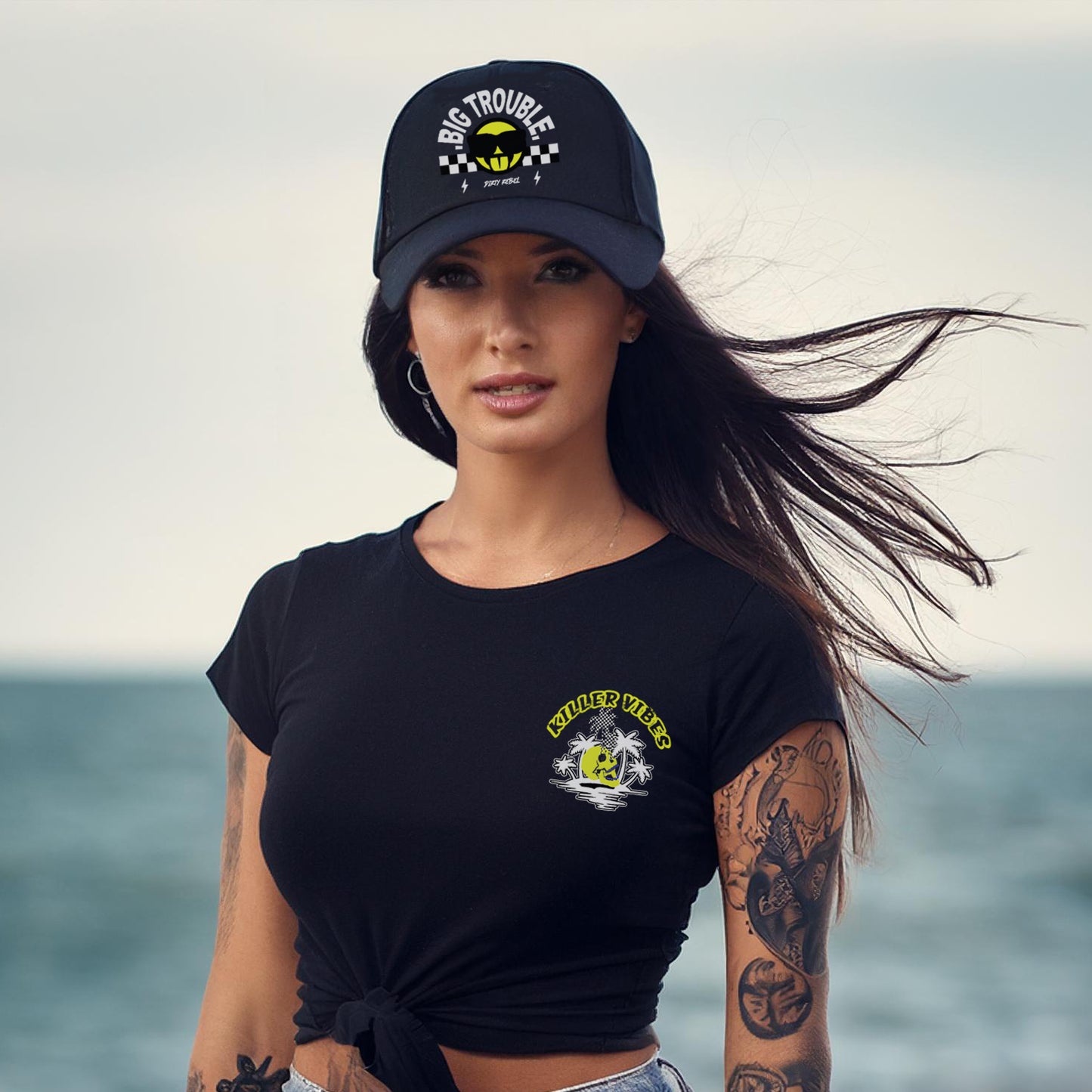 Big Trouble Trucker Hat - Black