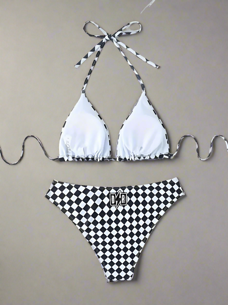 Womens 2 Piece Checker Bikini