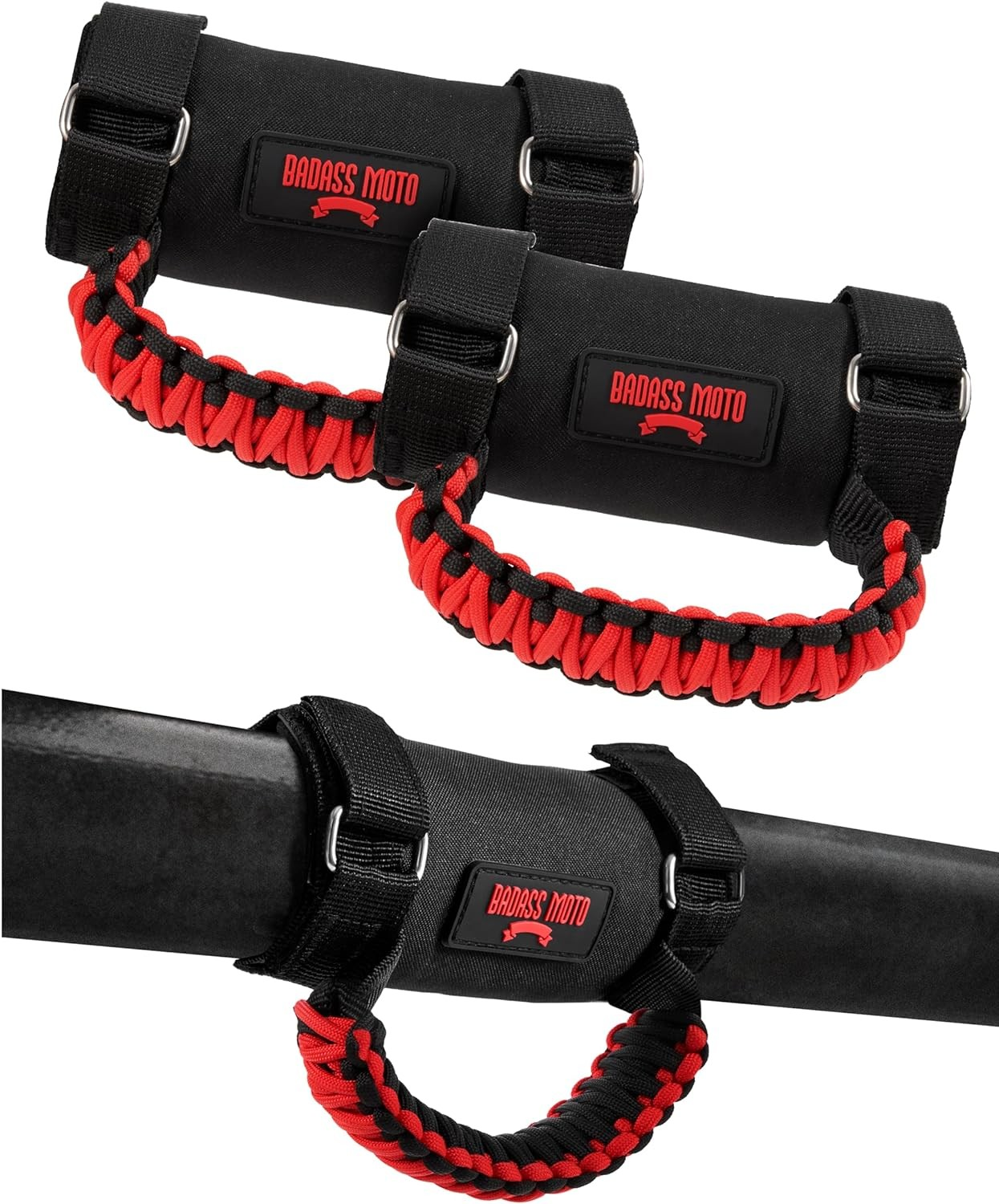 2 Pack - BADASS MOTO SxS UTV Grab Handles - Red