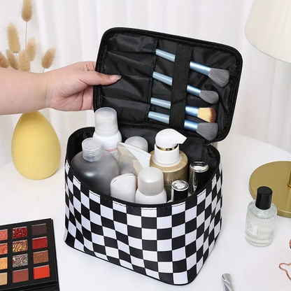 Checker Cosmetics Makeup Bag