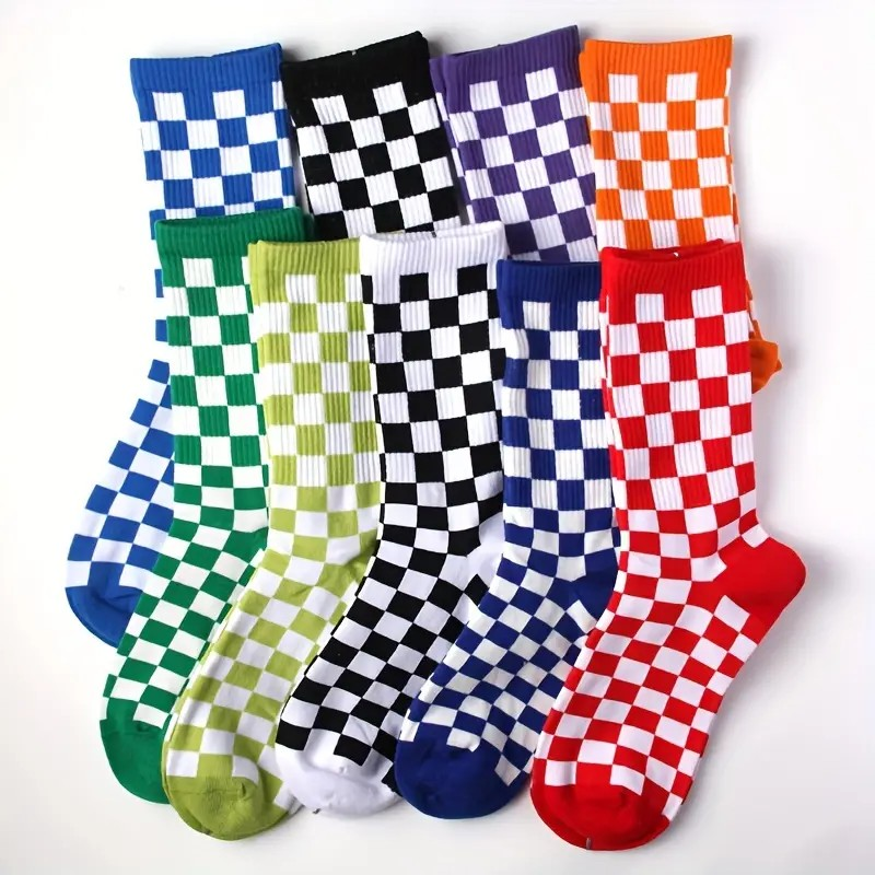 9 Pairs Women's Color Checker Socks