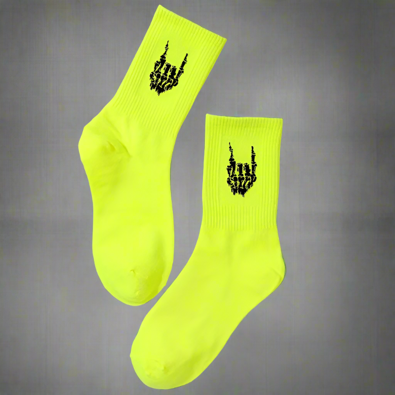 Yellow Skull Hand Youth & Women's Socks