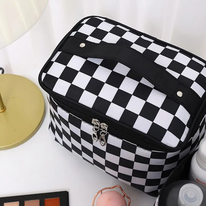 Checker Cosmetics Makeup Bag