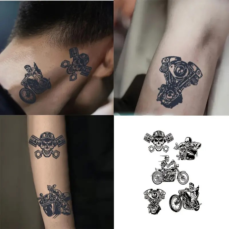 Semi-Permanent Herbal Temporary Motorcycle Tattoo's